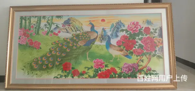 花开富贵十字绣（已装裱） - 图片