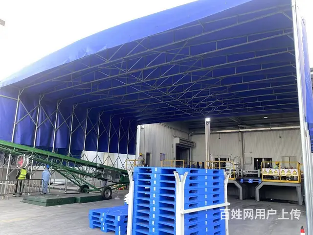 移动雨棚大型折叠帐篷推拉活动雨棚仓库棚工地棚 - 图片 1