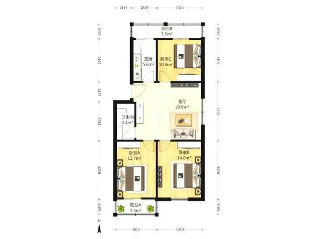 3楼！朝阳街日报社芝罘湾附近3室1厅设施全 - 图片 11