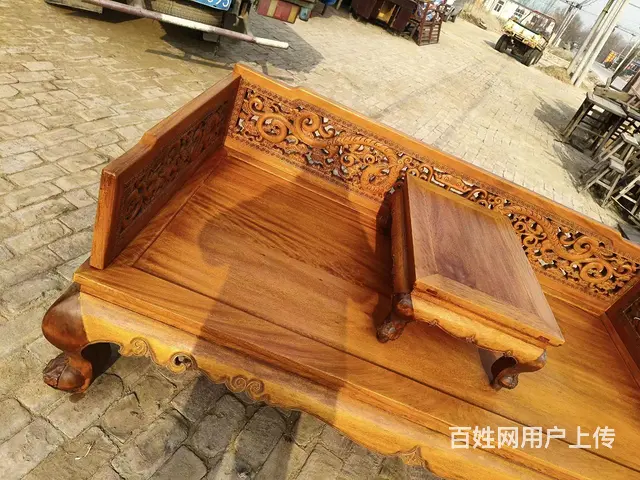 爆款，经典明式做工花梨木罗汉床二件套，围板为整板雕 - 图片 5