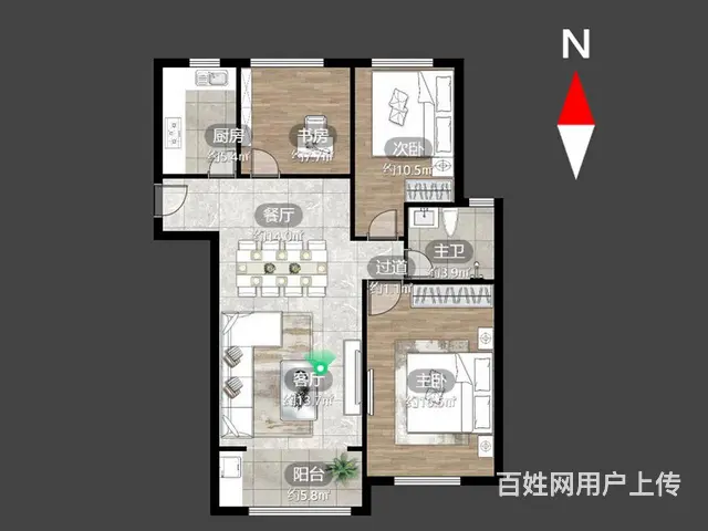 绿都万和城七区 3室2厅 精装修 - 图片 11