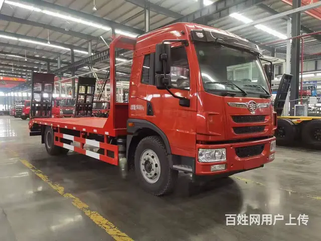 国六解放单桥 拉150钩机工程机械平板运输车  厂 - 图片 8