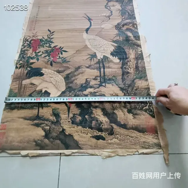 清乾隆年间手绘松鹤延年图一副，完整，画工流畅精美， - 图片 2