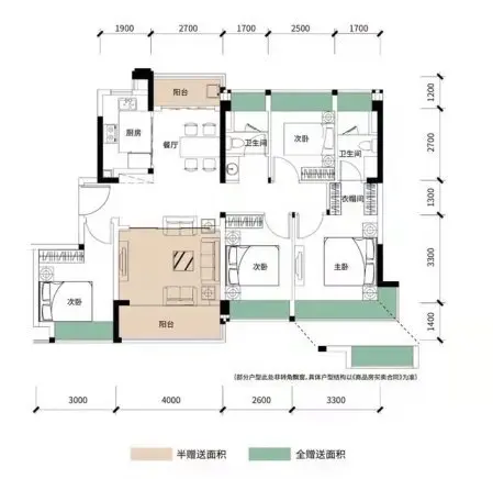 现楼，单价8字头，华发依山郡，斗门实验，南北通双阳台实用4房 - 图片 11