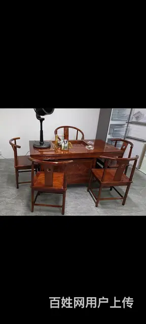 茶桌高端高级泡茶桌大板办公桌茶几展示博古货架办公桌 - 图片 6