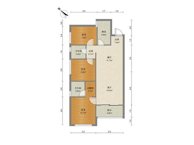 金域华府 九中17小，朝南精装3房，保养好，高楼层看远景 - 图片 11