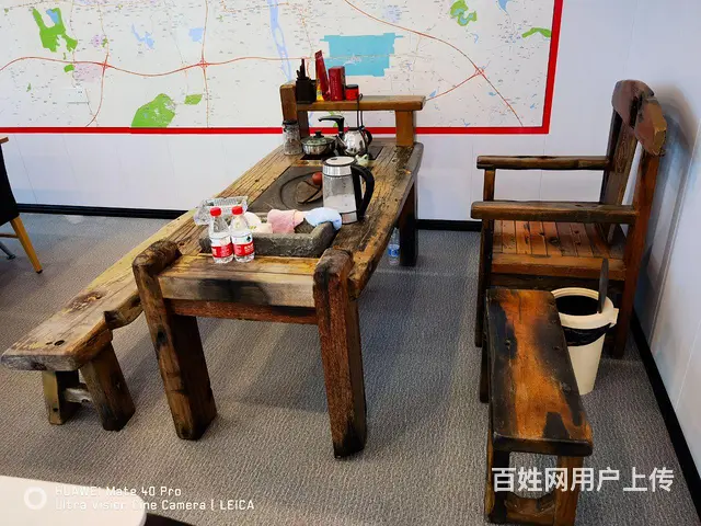 全套船木茶台加椅子 - 图片 1