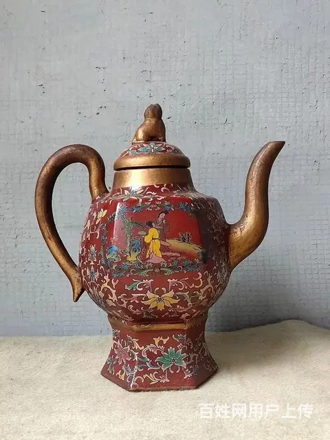 外挂釉彩绘紫砂执壶一把，全品无磕碰，可用可藏可赏。 - 图片 2