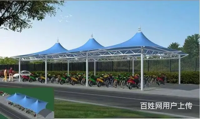 膜结构    张拉膜   遮阳棚    膜结构车棚 - 图片 2