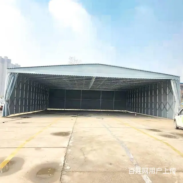 户外移动推拉大型帐篷夜市伸缩式折叠雨棚活动收缩遮阳 - 图片 1