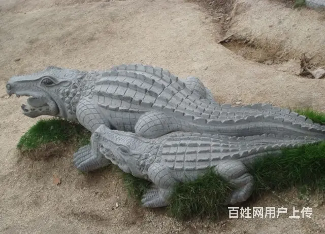 石雕鳄鱼#园林动物雕塑摆件 - 图片 1