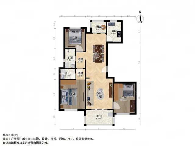 当代万国府，科技住宅，装修好，送的面积多，3开间朝南 通透 - 图片 11