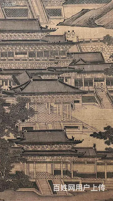 宋代 张择端 绢本 飞阁流图 象牙轴头  画心宽6 - 图片 6