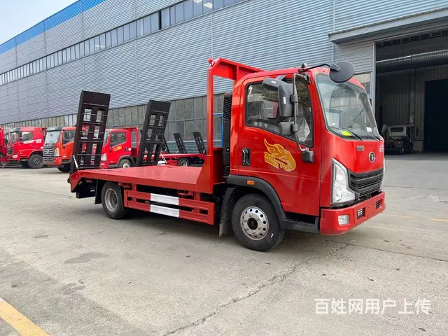重汽豪曼蓝牌黄牌平板车　小型挖掘机收割机专用拖板车 - 图片 1
