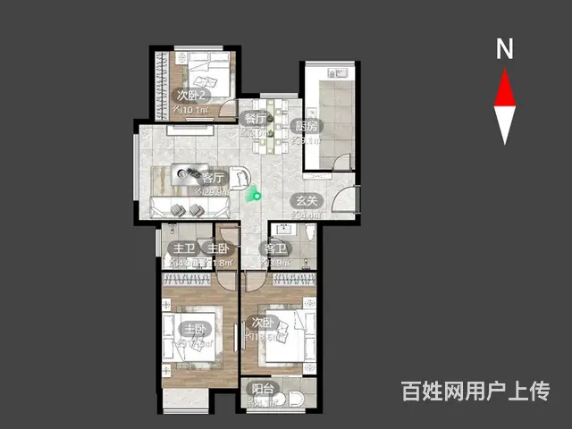 典雅花园 毛坯 3室2厅 南 - 图片 1