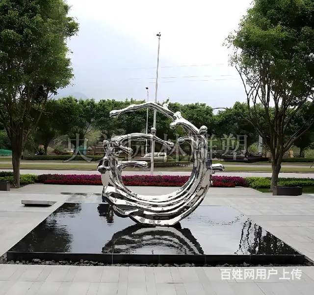 不锈钢抽象海浪广场雕塑,海浪浪花雕塑加工厂 - 图片 6