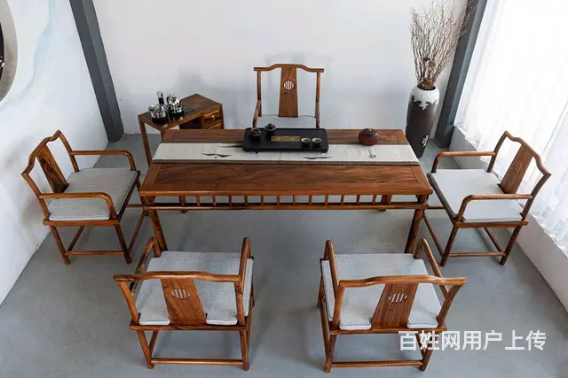 实木大板桌（原木整板无贴皮）实木家具，茶盘，根雕 - 图片 4