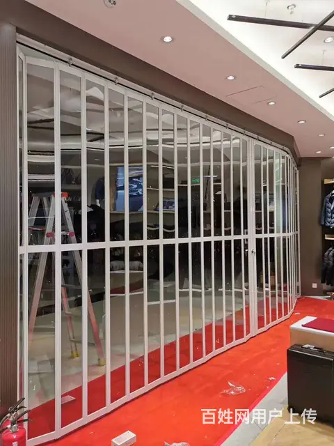 苏州铝合金折叠门，商场水晶透明折叠推拉门定做 - 图片 2
