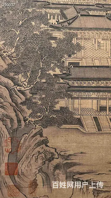 宋代 张择端 绢本 飞阁流图 象牙轴头  画心宽6 - 图片 8