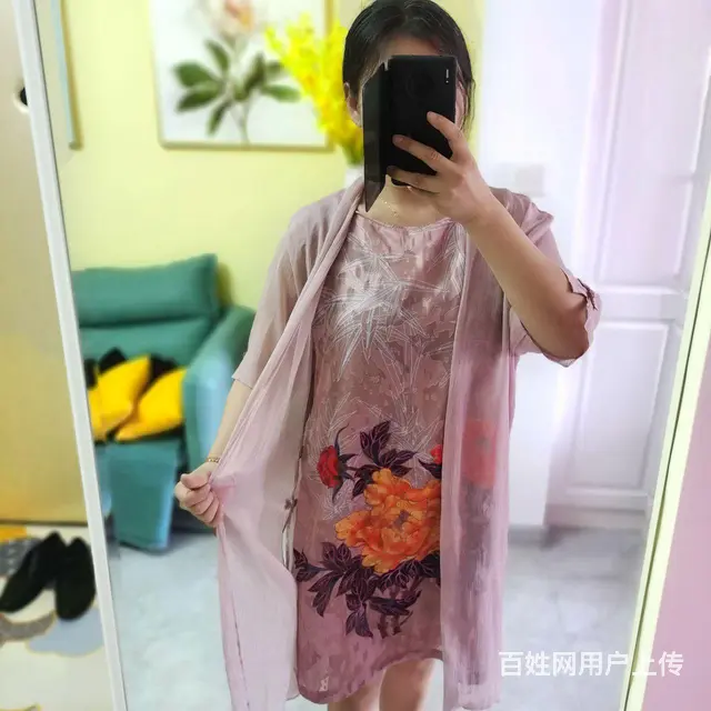 女连衣裙，真两件。桑蚕丝 - 图片 3