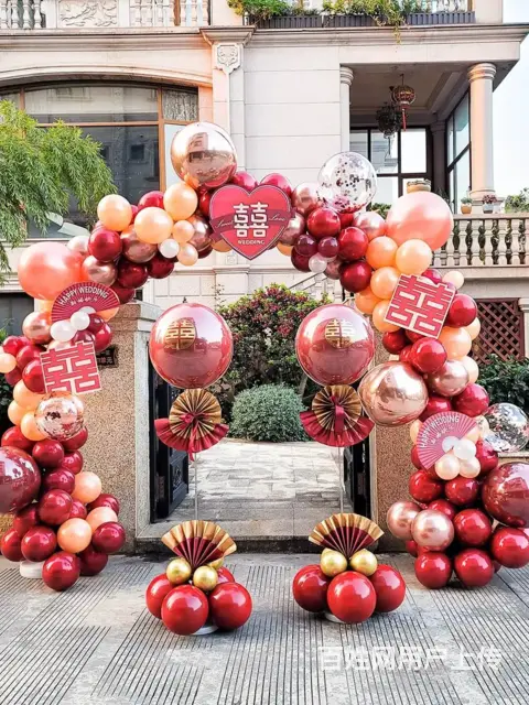 沈阳结婚婚房气球装饰 拱门 氦气球 地爆球 - 图片 1