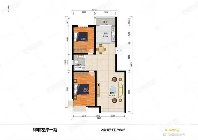 吉祥市场，南北通透，两室两厅一卫，精装修，南北通透 - 图片 10