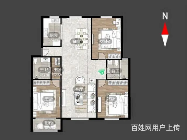 新北万达旁 精装三房 中间楼层 南北通透 全天采光 随时看房 - 图片 10