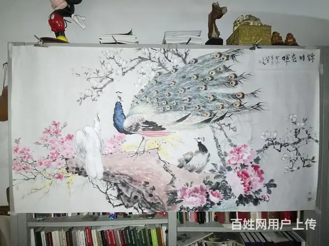 六尺纸孔雀玉兰图，189X90Cm - 图片 4