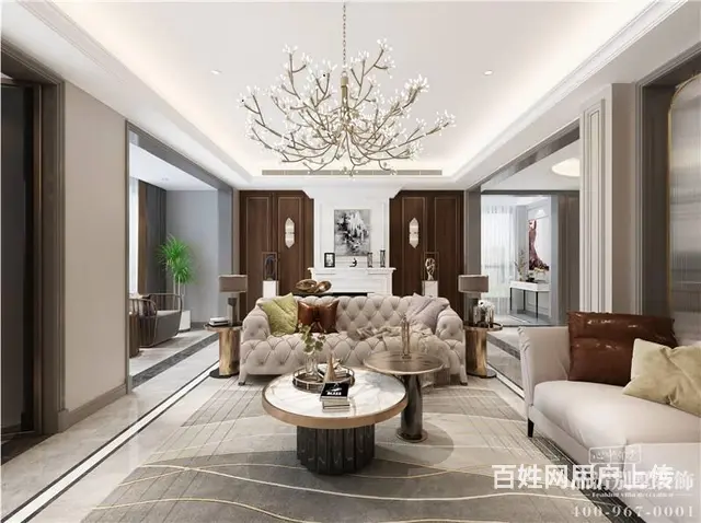 美式轻奢风格460平米别墅装修案例 - 图片 10