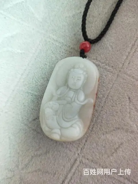 大珠子和田玉青玉手串，观音吊坠 - 图片 7