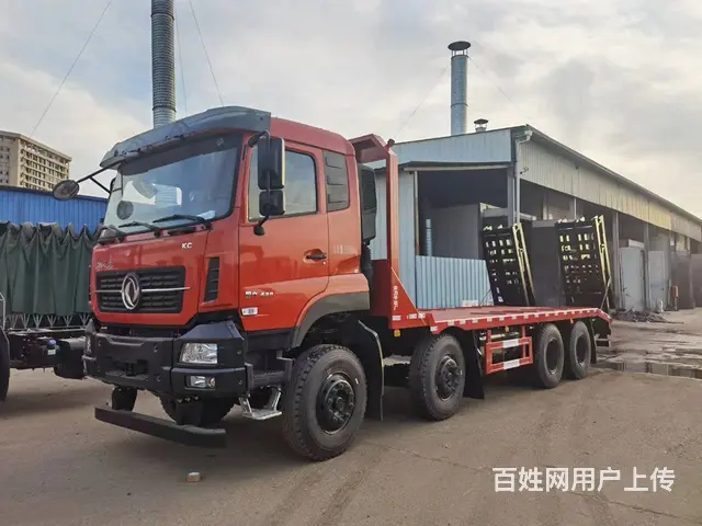 东风天龙平板运输车 可拖360大挖机 - 图片 1