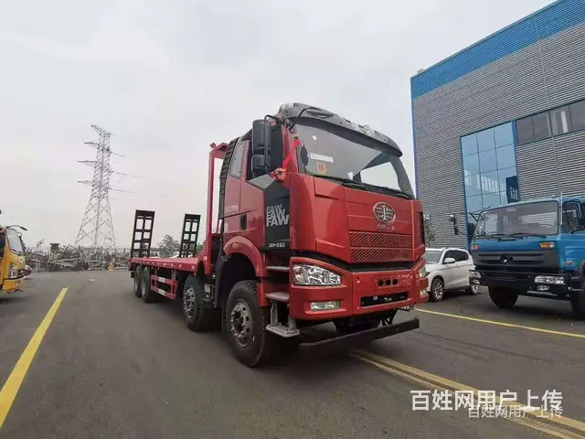 锡柴350马力解放前四后八平板车 拉360挖掘机平板拖车可按 - 图片 1