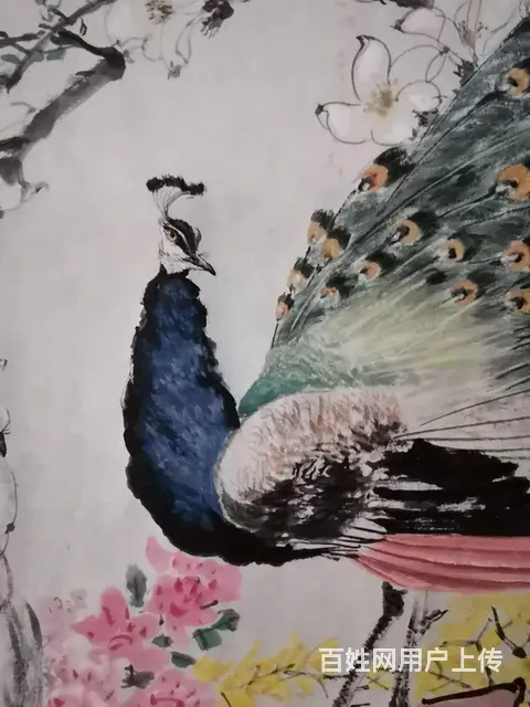 六尺纸孔雀玉兰图，189X90Cm - 图片 5
