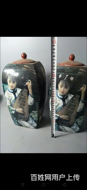 乡下拆迁淘来民国时期，人物四方瓶一对，画工清秀，完 - 图片 5