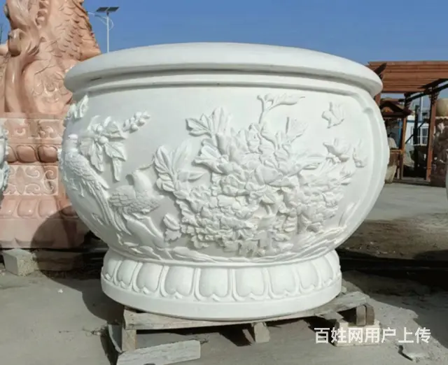 庭院仿古石雕鱼缸#青石#汉白玉鱼缸 - 图片 2