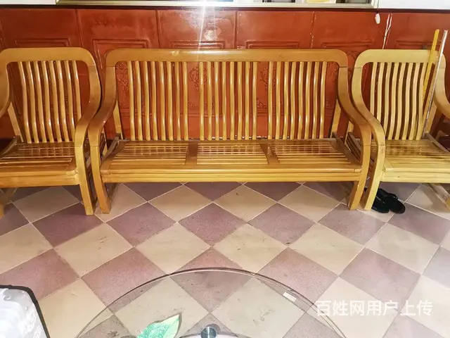 实木沙发   两个单人，一个三人沙发 - 图片 1