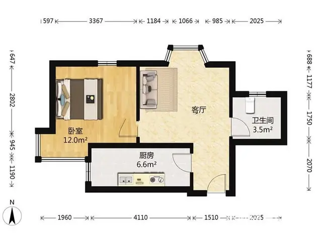黄海城市花园 精装 一室一厅 家电家具齐全 拎包入住 - 图片 6