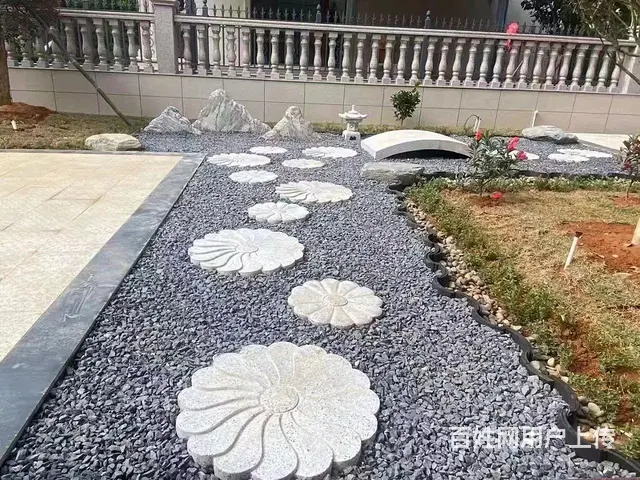 黑色砾石庭院碎石子铺路花园造景铺地灰色小石头枯山水 - 图片 3