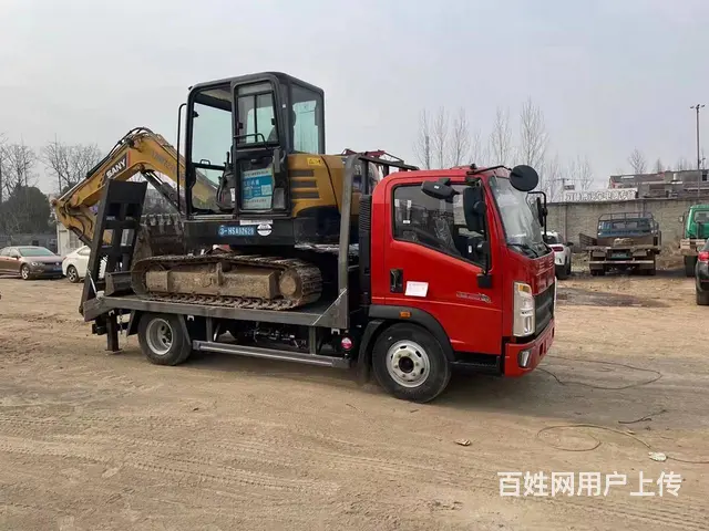 重汽豪沃蓝牌平板运输车 4米2挖机叉车拖板车包上牌 - 图片 2