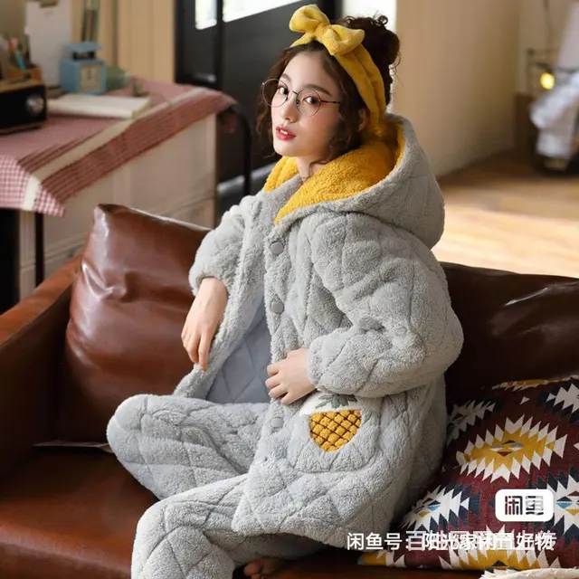 加厚三层睡衣女 - 图片