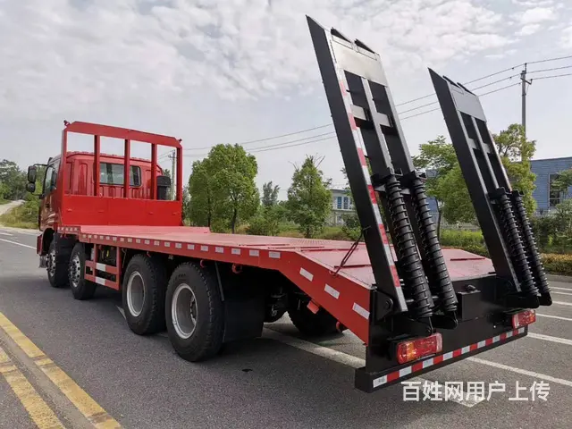 国六欧曼前四后八平板车　拉33吨钩机拖板车　包上牌 - 图片 6