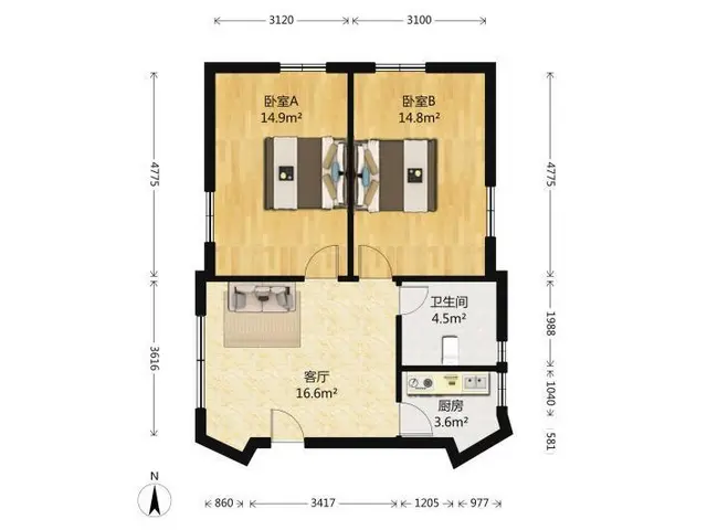 华茂小区2室2厅3楼设施全拎包入住 - 图片 6
