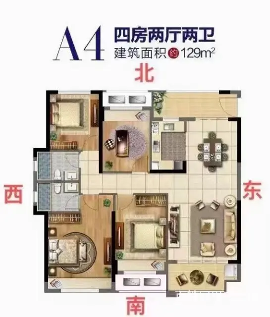 宜春汉港观澜户型方正三房四房 - 图片 3