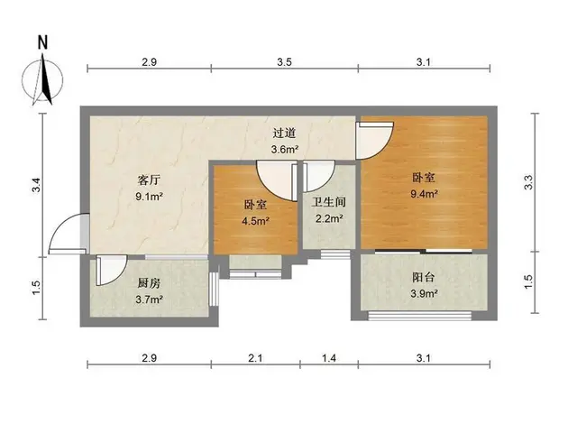 富康花园 2室1厅45m?满五年 - 图片 8