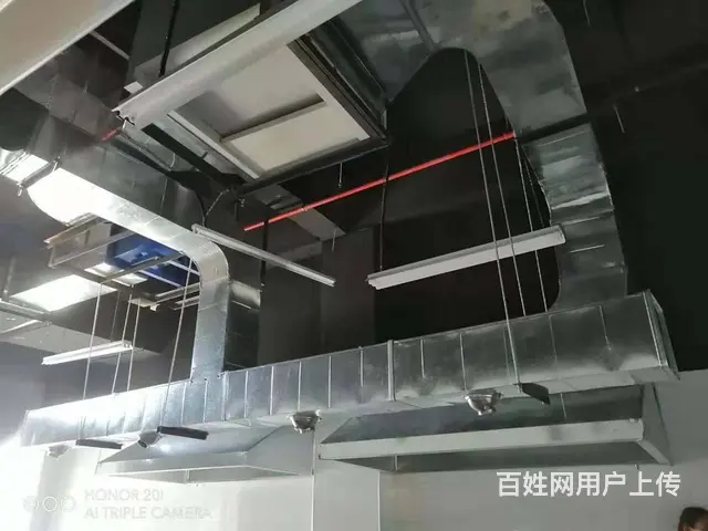 海珠酒店排风抽风机通风管道设计安装食堂排烟罩定制 - 图片