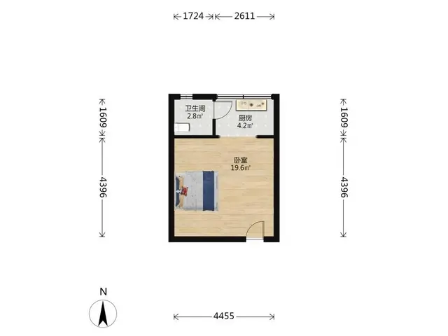 整租·宝铼雅居 1室2厅 北 - 图片 8