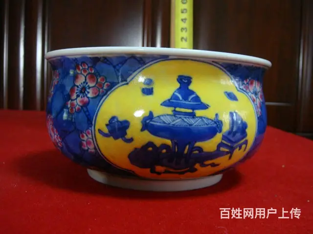 大清康熙青花开光斗彩笔洗(待定) - 图片 1