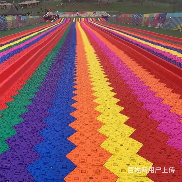户外大型彩虹滑道出租一片好玩的七彩滑道租赁 - 图片 1