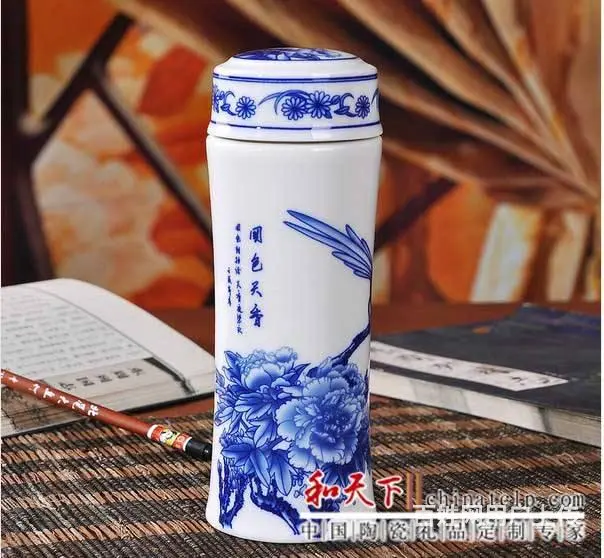 景德镇双层陶瓷杯礼品杯商务杯陶瓷内胆养生保温杯创意 - 图片 2