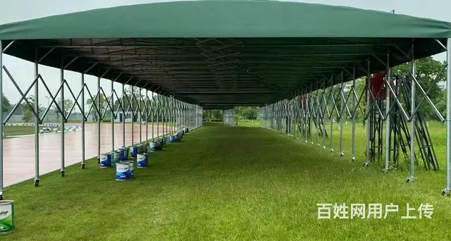 推拉雨棚大型户外仓库活动伸缩帐篷大排档汽车棚 - 图片 2